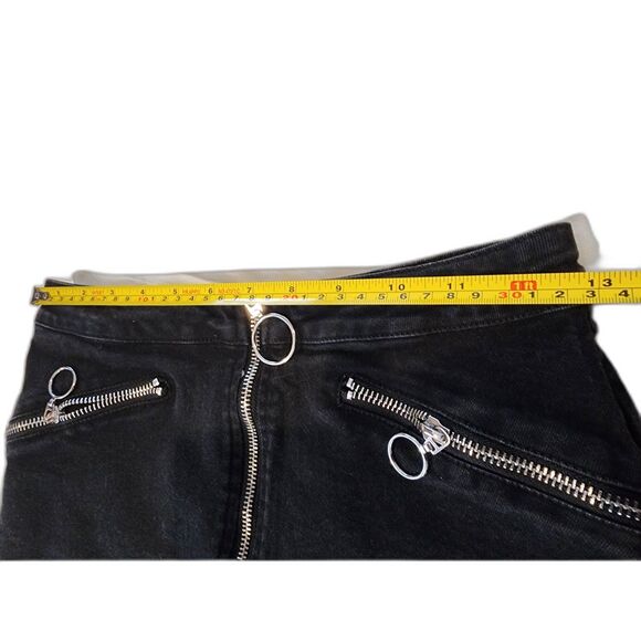 ZARA Mini Skirt zippered jeans women size Small Steampunk New Preppy Grunge - Picture 3 of 8